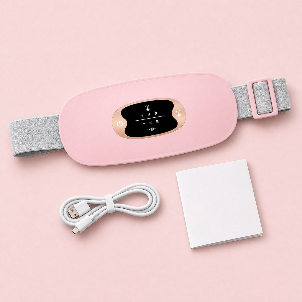 What's in the box: FemHeat belt, USB cable and guide